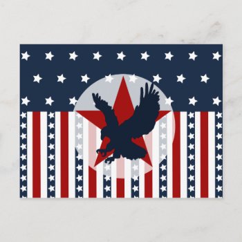 Patriotic Stars And Stripes Bald Eagle American Postcard by PrettyPatternsGifts at Zazzle