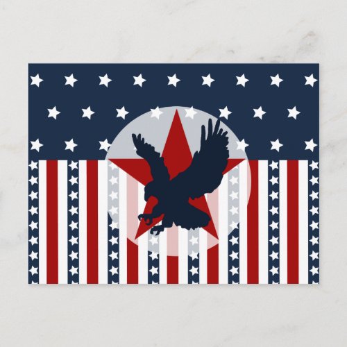 Patriotic Stars and Stripes Bald Eagle American Postcard