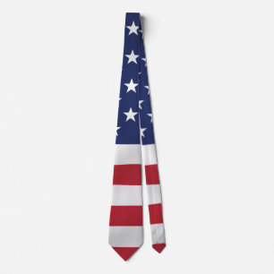 Patriotic Stars and Stripes Blue White Holiday Neck Tie