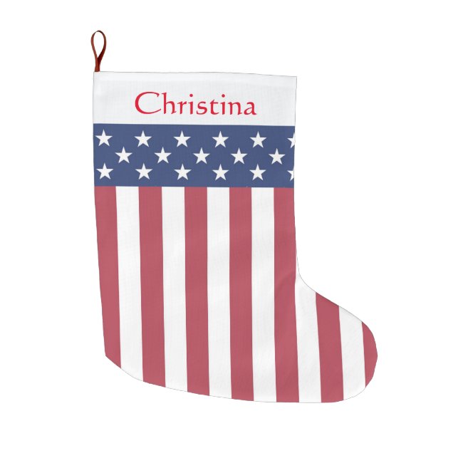 Patriotic Stars and Stripes Christmas Stocking