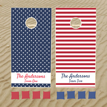 Patriotic Stars And Stripes Family Cornhole Set by 3Cattails at Zazzle