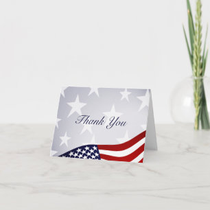 Patriotic Stars and Stripes Folded Thank You Card