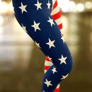 Patriotic Stars and Stripes July 4th Leggings