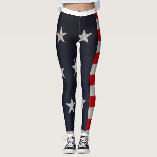 Patriotic Stars and Stripes Leggings