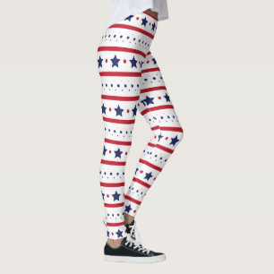 Patriotic Stars and Stripes Leggings