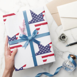 Patriotic Stars and Stripes Modern Red White Blue Wrapping Paper
