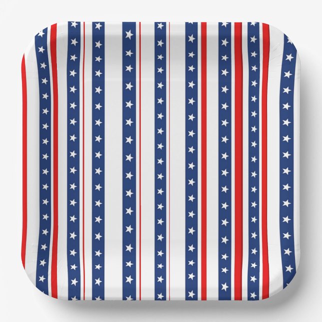 Patriotic Stars and Stripes  Paper Plates ("Patriotic plates for festive gatherings" )