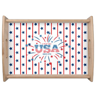Patriotic stars and stripes pattern serving tray