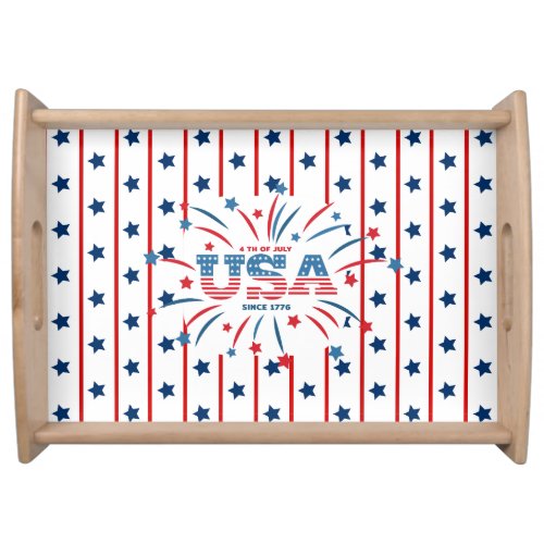 Patriotic stars and stripes pattern serving tray