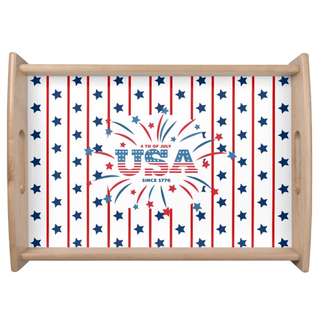 Patriotic stars and stripes pattern serving tray (Front)