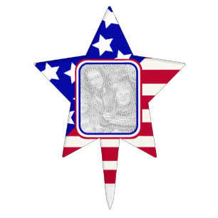 patriotic Stars and stripes photo frame Cake Topper