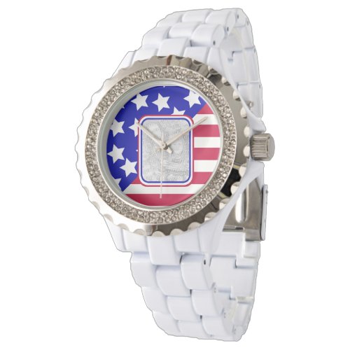 patriotic Stars and stripes photo frame Watch