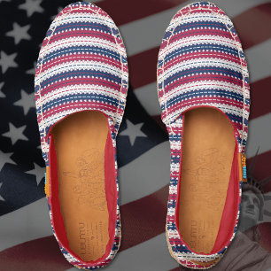 Patriotic stars and stripes - red white and blue espadrilles