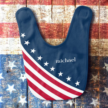 Patriotic Stars And Stripes Red White Blue Bib by watermelontree at Zazzle