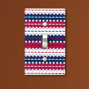 Patriotic - Stars and stripes - Red White Blue Light Switch Cover