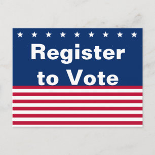 Patriotic Stars and Stripes Register to Vote Postcard