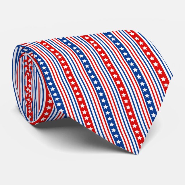 Patriotic Stars and Stripes Tie (Rolled)