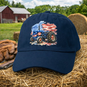 Patriotic Stars and Stripes Tractor Hat