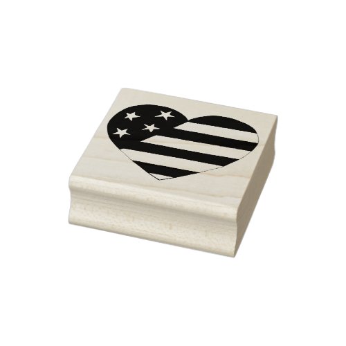 Patriotic Stars and Stripes USA Flag Heart America Rubber Stamp