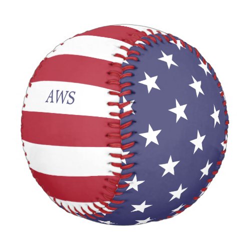 Patriotic Stars and Stripes USA Initials Custom Baseball