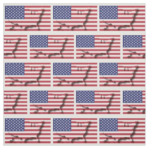 Patriotic STARS AND STRIPES USA Map Outline Fabric