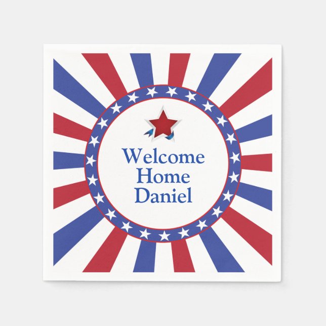 Patriotic Stars and Stripes Welcome Home Napkins (Front)