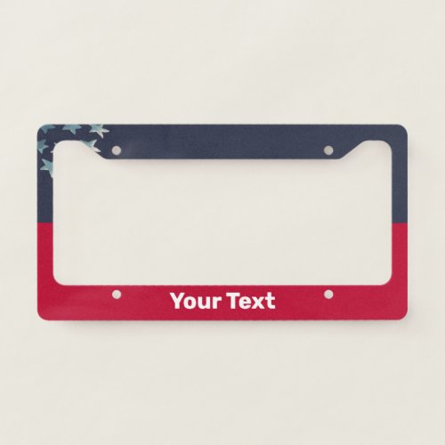 Patriotic Stars and Your Text Red White and Blue License Plate Frame