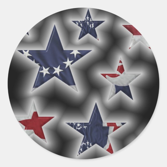 Patriotic Stars Classic Round Sticker (Front)