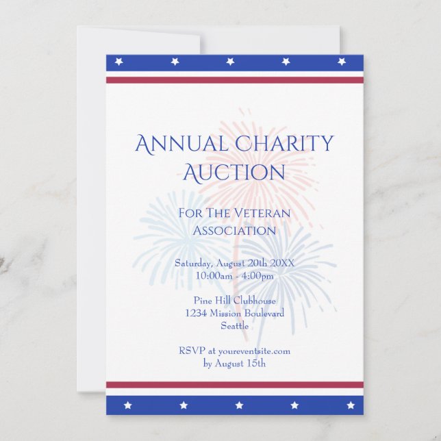 Patriotic Stars Corporate Event Charity Ball Event Invitation (Front)