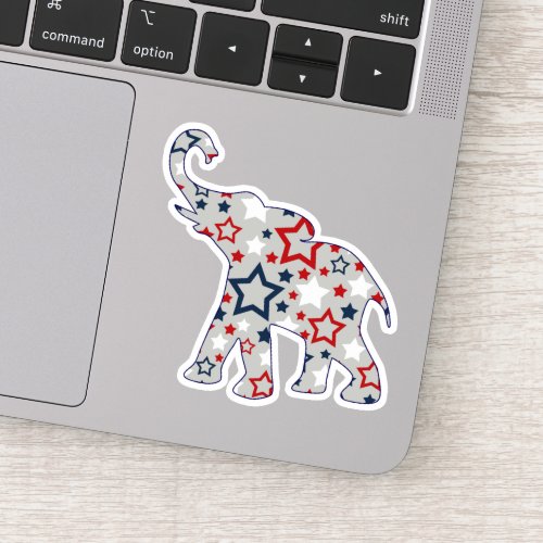 Patriotic Stars Elephant Contour Sticker