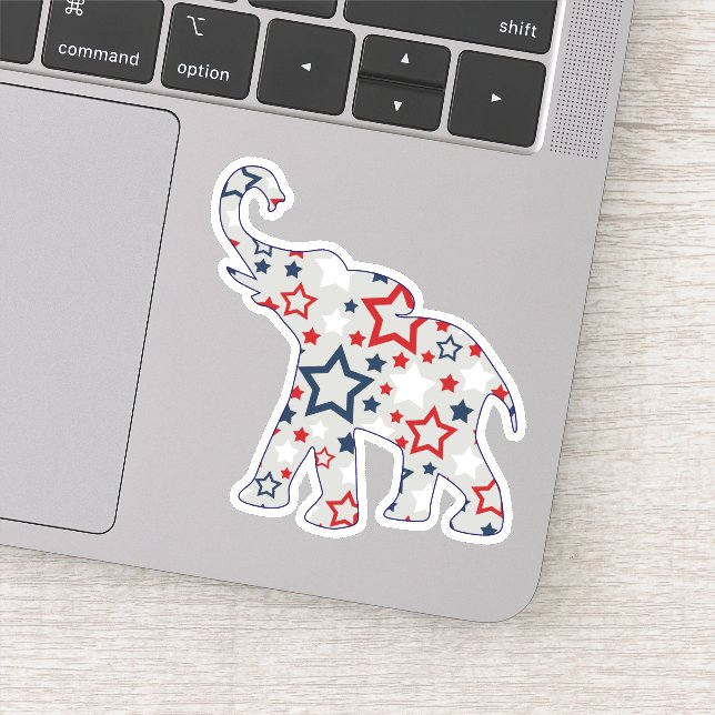 Patriotic Stars Elephant Contour Sticker (Detail)