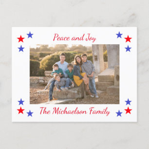 Patriotic Stars Family Photo Holiday Postcard