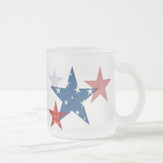 Patriotic Stars Frosted Glass Coffee Mug