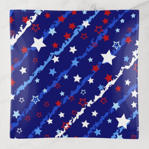 Patriotic Stars Glass Trinket Dish