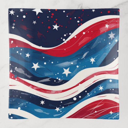 Patriotic Stars Glass Trinket Dish