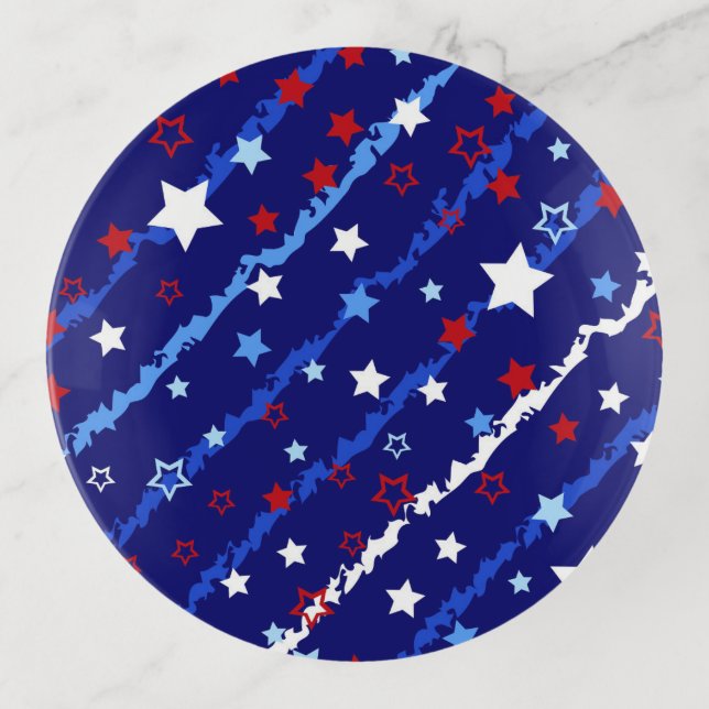 Patriotic Stars Glass Trinket Dish (Front)