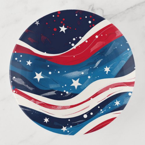 Patriotic Stars Glass Trinket Dish