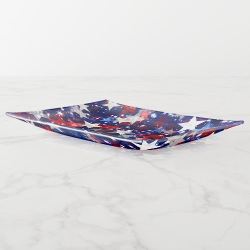 Patriotic Stars Glass Trinket Dish