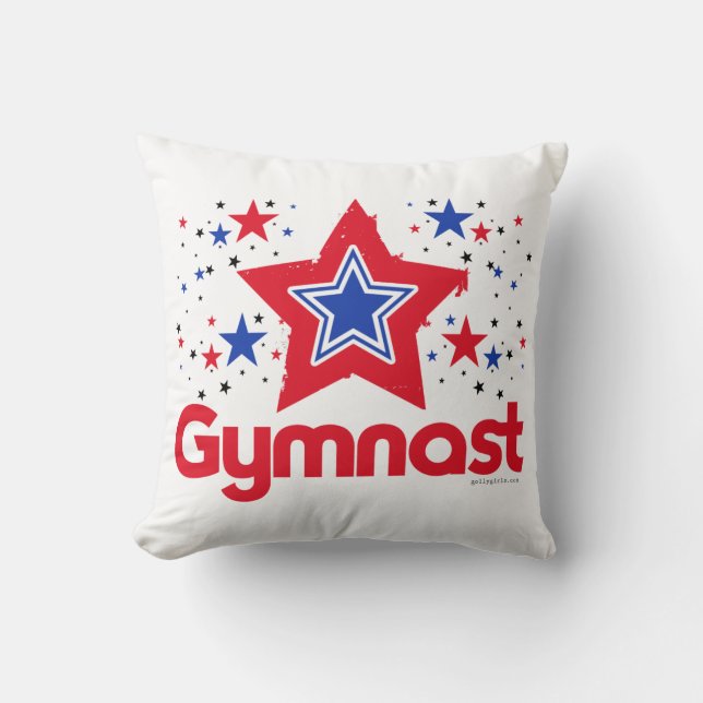 Patriotic Stars Gymnastics by Golly Girls Throw Pillow (Front)