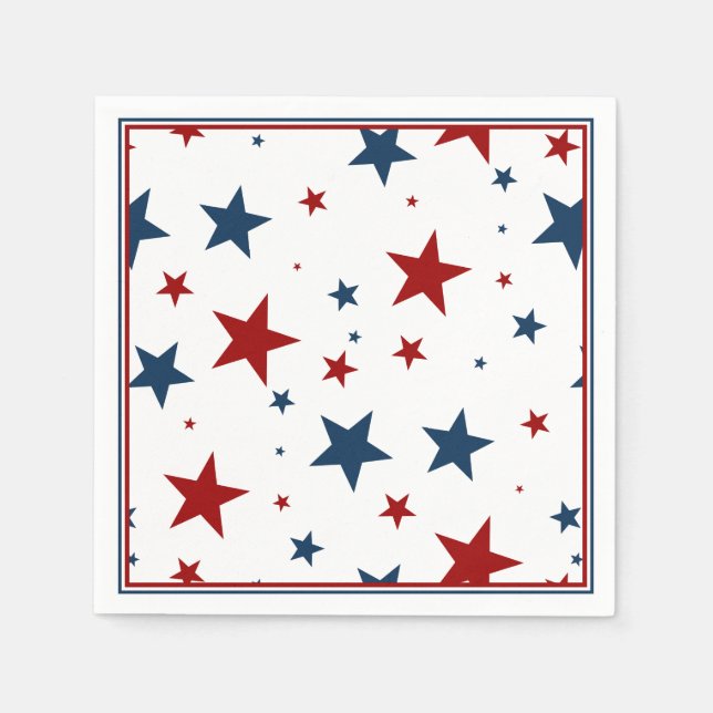 Patriotic Stars in Red White and Blue Napkins (Front)