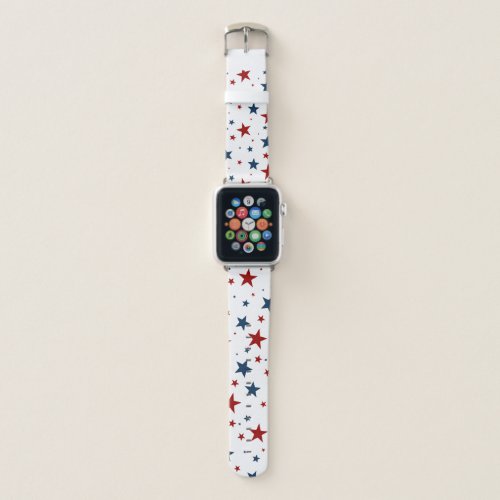 Patriotic Stars in Red White and Blue Pattern Apple Watch Band