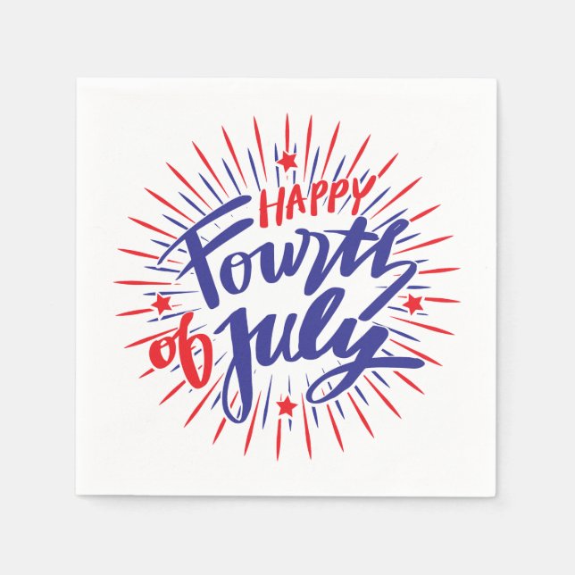 Patriotic Stars July 4th Paper Napkins (Front)