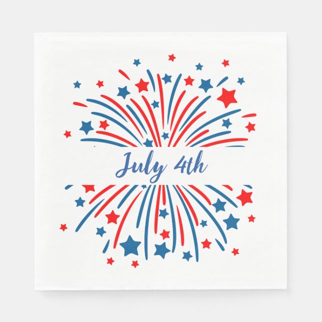 Patriotic Stars July 4th Paper Napkins (Front)