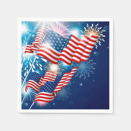 Patriotic Stars July 4th Paper Napkins