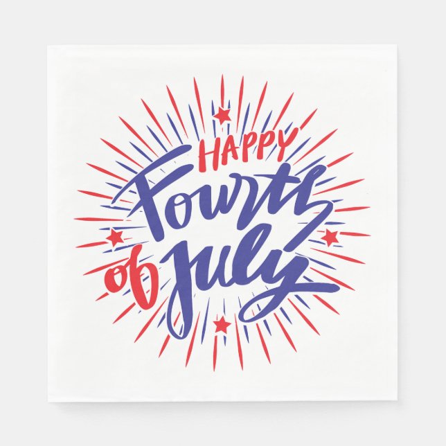 Patriotic Stars July 4th Paper Napkins (Front)