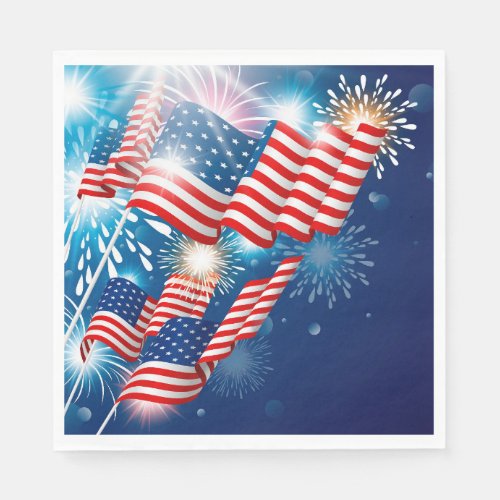 Patriotic Stars July 4th Paper Napkins