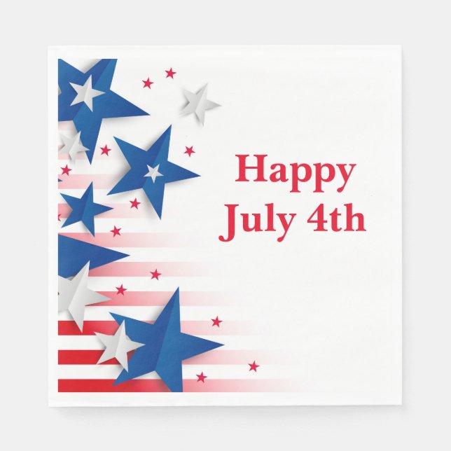 Patriotic Stars July 4th Paper Napkins (Front)