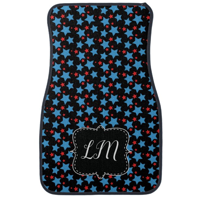 Patriotic Stars Monogram Car Floor Mat (Front)