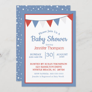 Patriotic Stars Neutral Baby Shower Invite