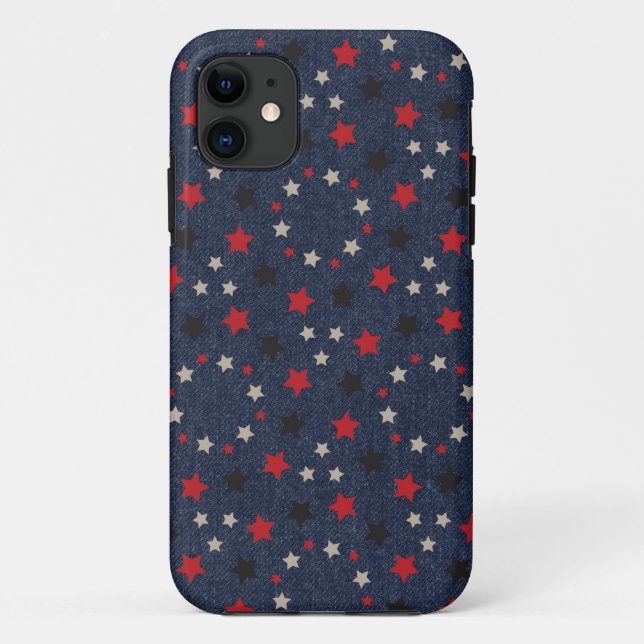 Patriotic Stars on denim Case-Mate iPhone Case (Back)